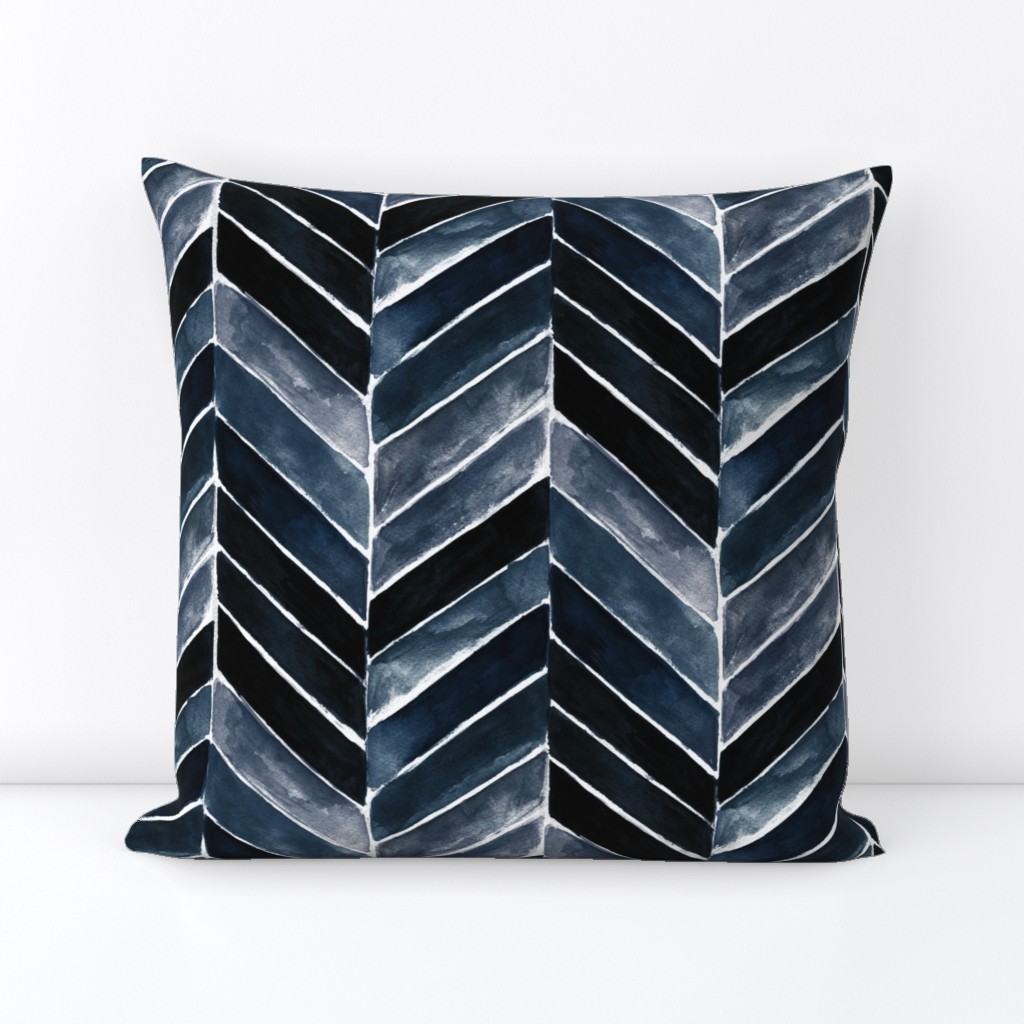 painted chevron indigo