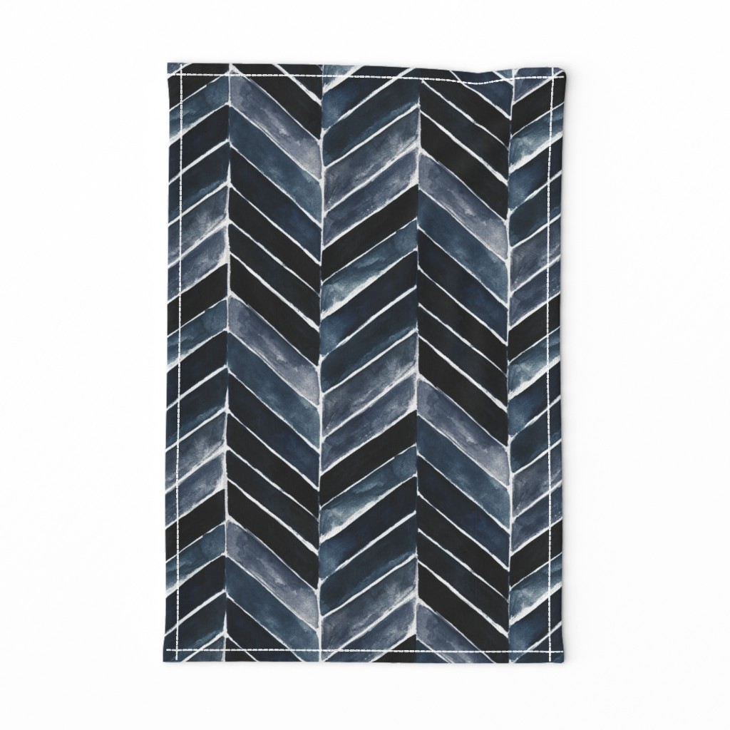 painted chevron indigo