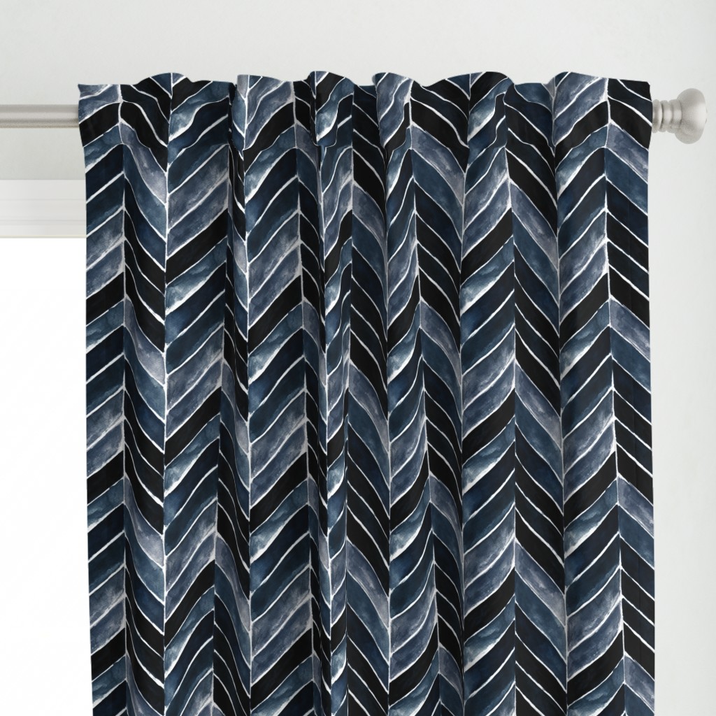 painted chevron indigo