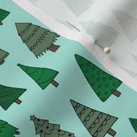christmas trees // mint and green christmas tree forest cute christmas xmas holiday andrea lauren fabric by andrea lauren