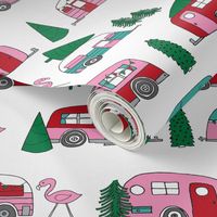 christmas camper // vintage flamingo cute retro christmas fabric andrea lauren fabric pink christmas fabric