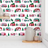 christmas camper // vintage flamingo cute retro christmas fabric andrea lauren fabric pink christmas fabric