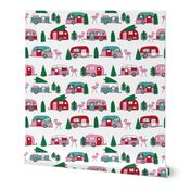 christmas camper // vintage flamingo cute retro christmas fabric andrea lauren fabric pink christmas fabric