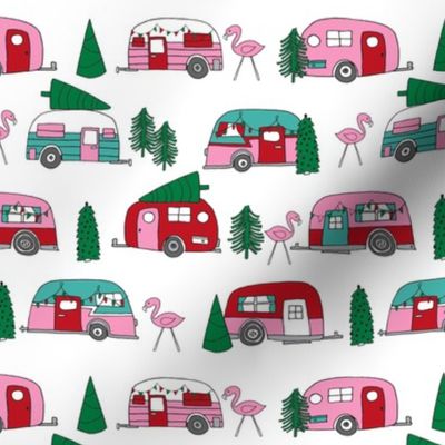 christmas camper // vintage flamingo cute retro christmas fabric andrea lauren fabric pink christmas fabric