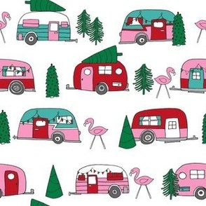 christmas camper // vintage flamingo cute retro christmas fabric andrea lauren fabric pink christmas fabric