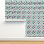 christmas camper // cute retro camper vintage christmas design cute mint and pink campers christmas florida tropical flamingos by andrea lauren