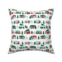 christmas camper // red and green christmas retro caravans cute campers flamingos camper andrea lauren fabric andrea lauren design