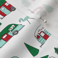 christmas camper // red and green christmas retro caravans cute campers flamingos camper andrea lauren fabric andrea lauren design