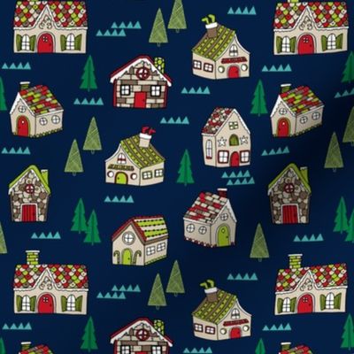 gingerbread houses // cute xmas holiday christmas gingerbread house best holiday illutrations by andrea lauren cute christmas seasonal fabrics