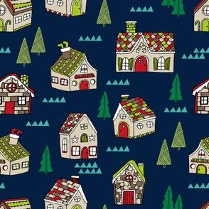 gingerbread houses // cute xmas holiday christmas gingerbread house best holiday illutrations by andrea lauren cute christmas seasonal fabrics