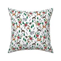 christmas woodland // forest trees woodland xmas christmas fabrics cute woodland poinsettia christmas florals 