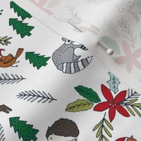 christmas woodland // forest trees woodland xmas christmas fabrics cute woodland poinsettia christmas florals 