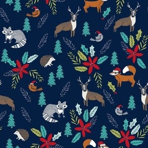 christmas woodland // cute xmas christmas fox hedgehogs fabric cute christmas design by andrea lauren