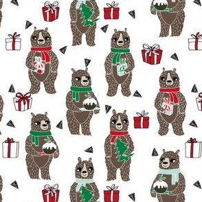 christmas bears // cute christmas xmas bear presents holiday xmas red and green design by andrea lauren