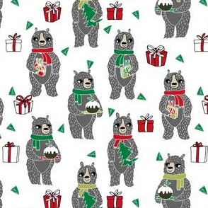 christmas bears // christmas holiday xmas design red and green fabric cute christmas design by andrea lauren