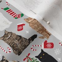 Christmas Cats fabrics christmas stocking candy cane mistletoe xmas grey