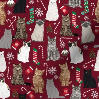 Cats Christmas fabric holiday xmas mistletoe stocking candy cane ornaments