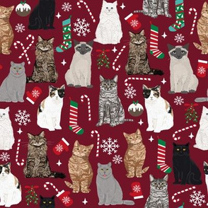 Cats Christmas fabric holiday xmas mistletoe stocking candy cane ornaments