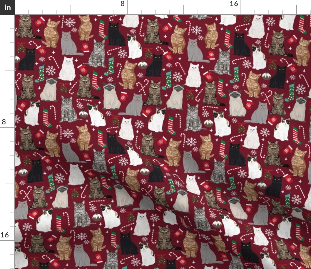 Cats Christmas fabric holiday xmas mistletoe stocking candy cane ornaments