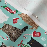 christmas cat fabric pattern print candy cane stocking mistletoe