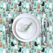 christmas cat fabric pattern print candy cane stocking mistletoe