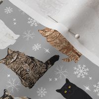 Christmas winter cat lady fabric snowflakes holiday theme