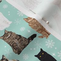 snow cats winter christmas cat fabric snowflakes