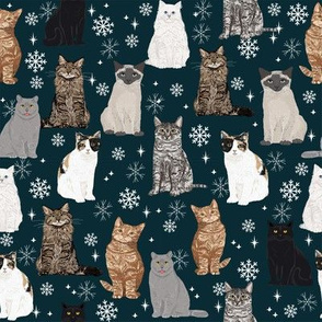 Cats in the snow christmas holiday winter cat fabric