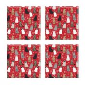 christmas winter cat snow snowflake fabric 