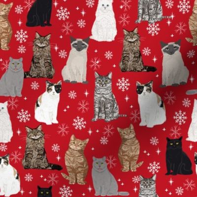 christmas winter cat snow snowflake fabric 