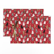 christmas winter cat snow snowflake fabric 