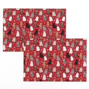 christmas winter cat snow snowflake fabric 