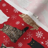 christmas winter cat snow snowflake fabric 