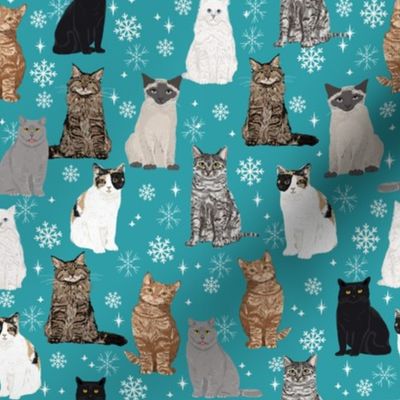 snowflake cat fabric winter holidays christmas cats