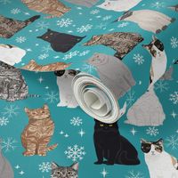 snowflake cat fabric winter holidays christmas cats