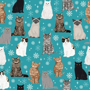 snowflake cat fabric winter holidays christmas cats