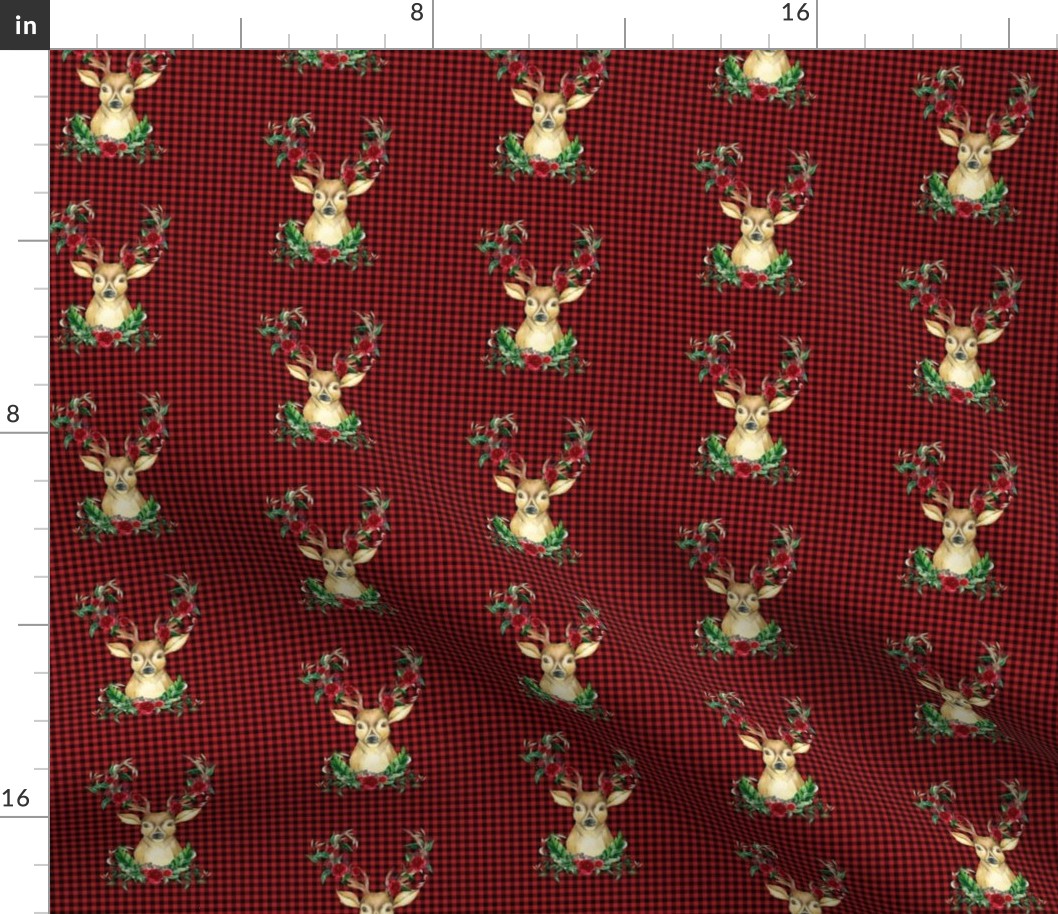 Winter Deer - Red Plaid