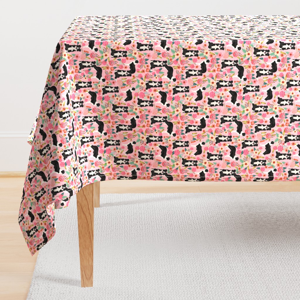 border collie florals cute pink flowers dog florals print best dog designs best dog prints cute border collies fabrics