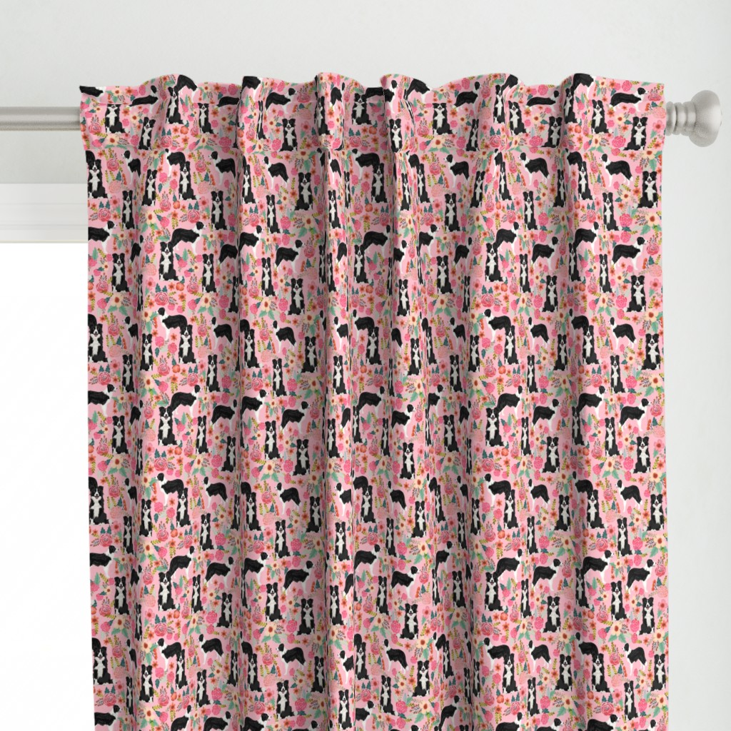 border collie florals cute pink flowers dog florals print best dog designs best dog prints cute border collies fabrics