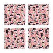 border collie florals cute pink flowers dog florals print best dog designs best dog prints cute border collies fabrics