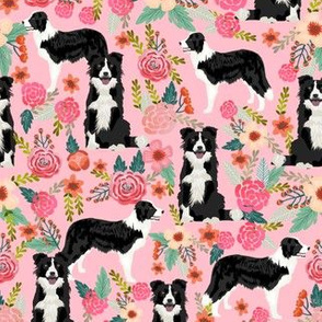 border collie florals cute pink flowers dog florals print best dog designs best dog prints cute border collies fabrics