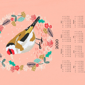 2020  goldfinch tea towel calendar bird design british garden birds by andrea lauren