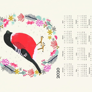 2020 bullfinch calendar birds garden songbird by andrea lauren tea towel calendar