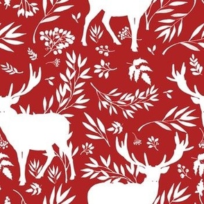 Deer Silhouette in Red