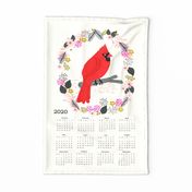 2020  tea towel calendar cardinal red birds garden bird andrea lauren