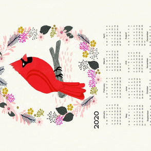 2020  tea towel calendar cardinal red birds garden bird andrea lauren