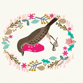 Roostery Tea Towel - European  Robin cute backyard songbird best tea towels cut and sew roostery tea towel by andrea lauren