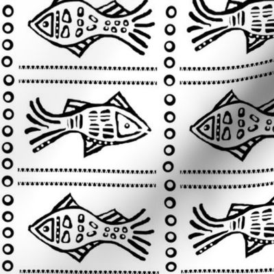 Fish Etch -  black on white