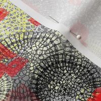 Lace Doilies Gift Wrap, yellow gray grey red black