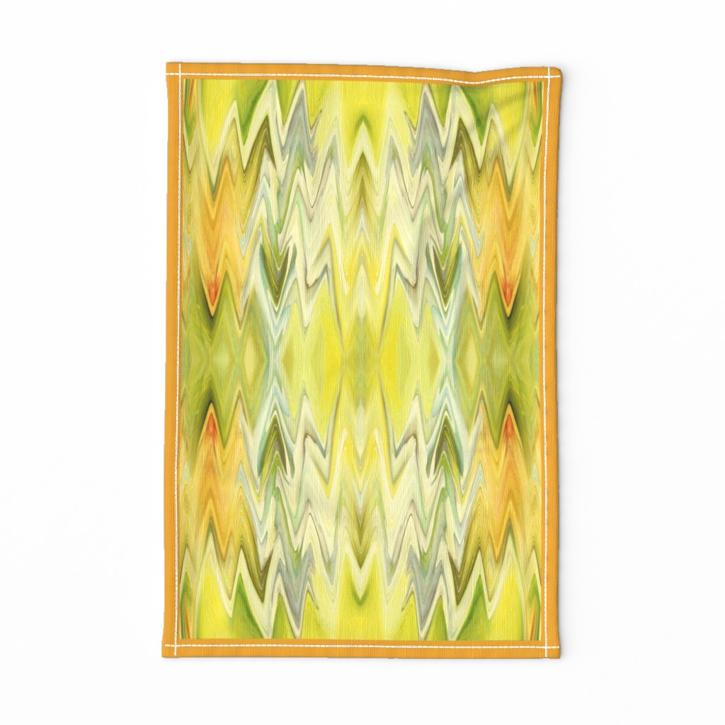 CHV2 - Chevrons Tea Towel In Orange - Yellow - Olive Green